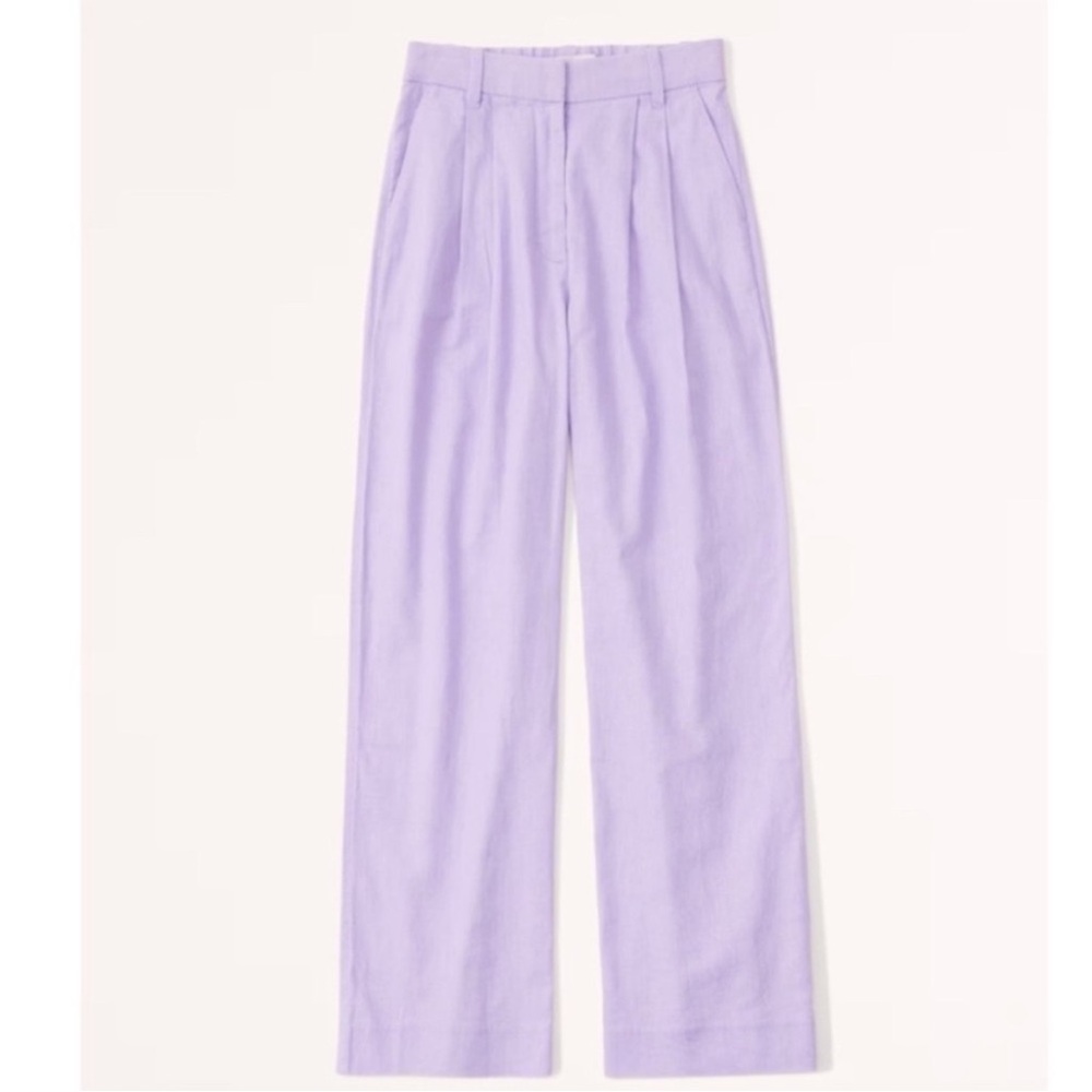 Abercrombie & Fitch Sloane Tailored Wide Leg Linen Cotton Pants